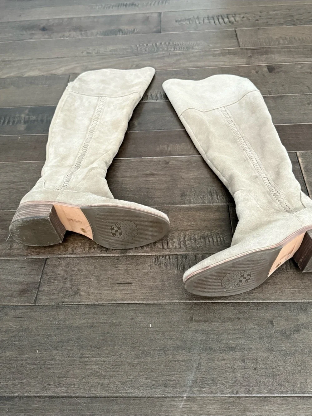 Vince Camuto Tall Suede Riding Boots in Light Beige
